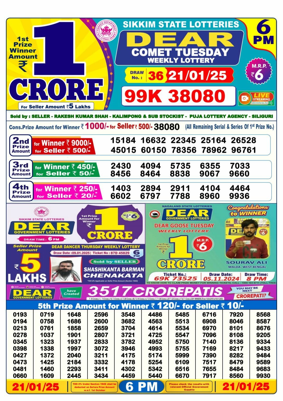 Nagaland State Lottery Result: 6:00 PM