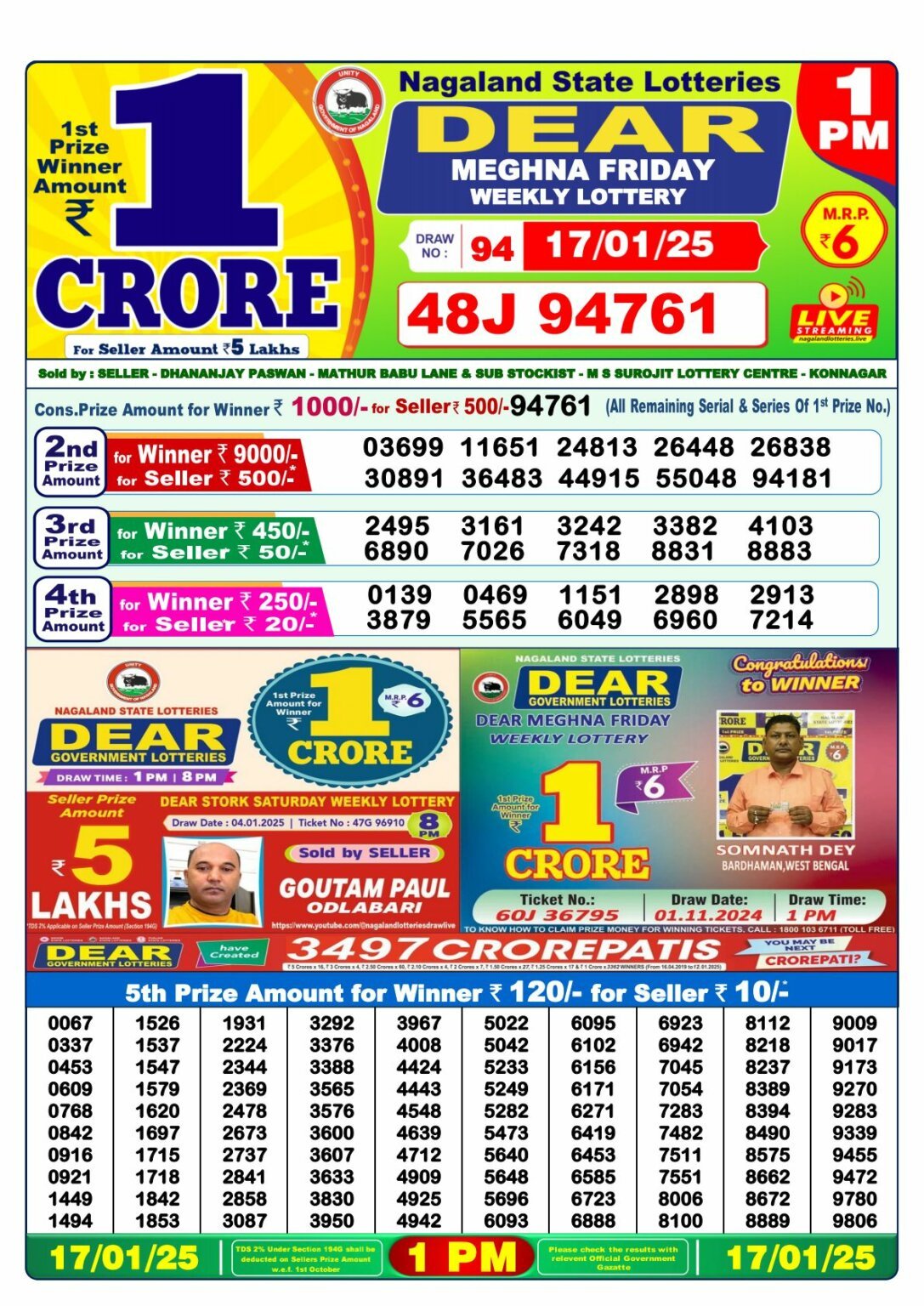 Nagaland State Lottery Result: 1:00 PM